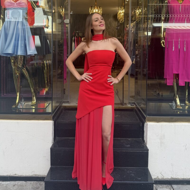 Luna Şifon Detaylı Krep Abiye