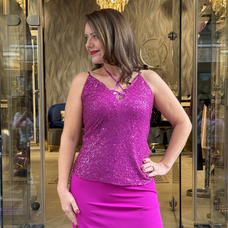 Payetli Askılı Bluz