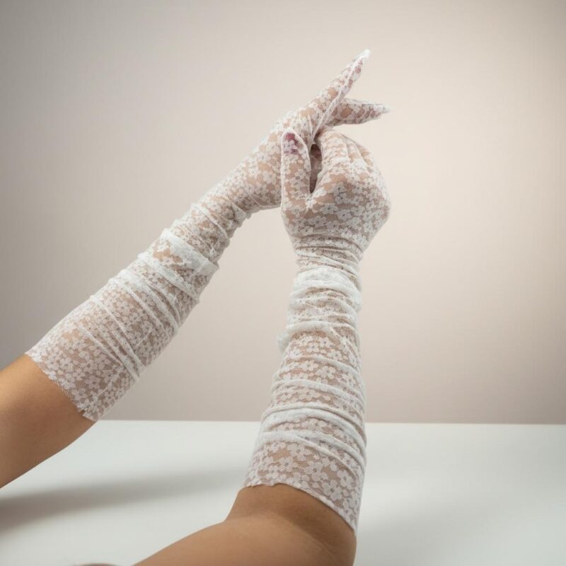 Çiçek Desenli Uzun Eldiven