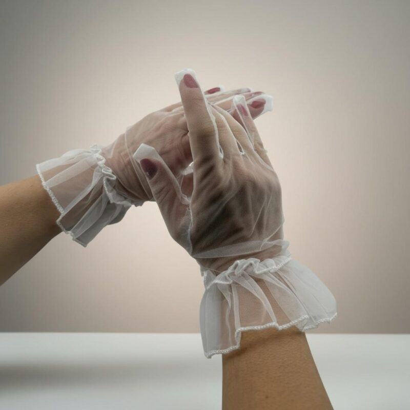 Fırfırlı Kısa Organze Eldiven