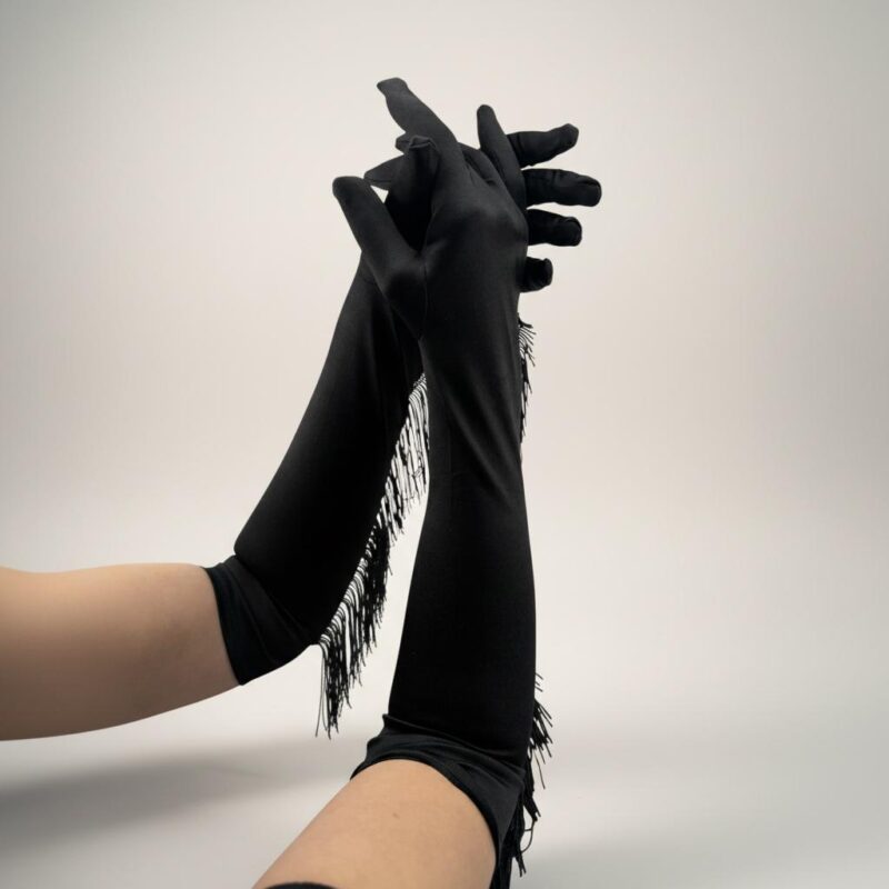 Püsküllü Saten Eldiven