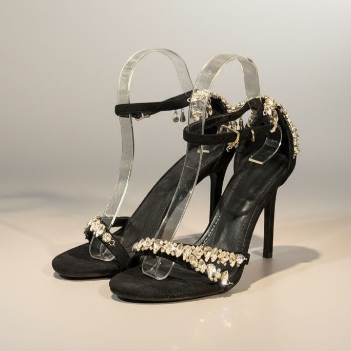 Taşlı Açık Topuklu Ayakkabı